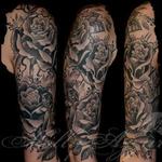 Tattoos - Black and Grey Roses Half Sleeve - 109029